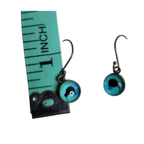 Kiwi Bird Blue Drop Earrings Handmade Dangle Jewelry With Hook - Picture 2 of 2
